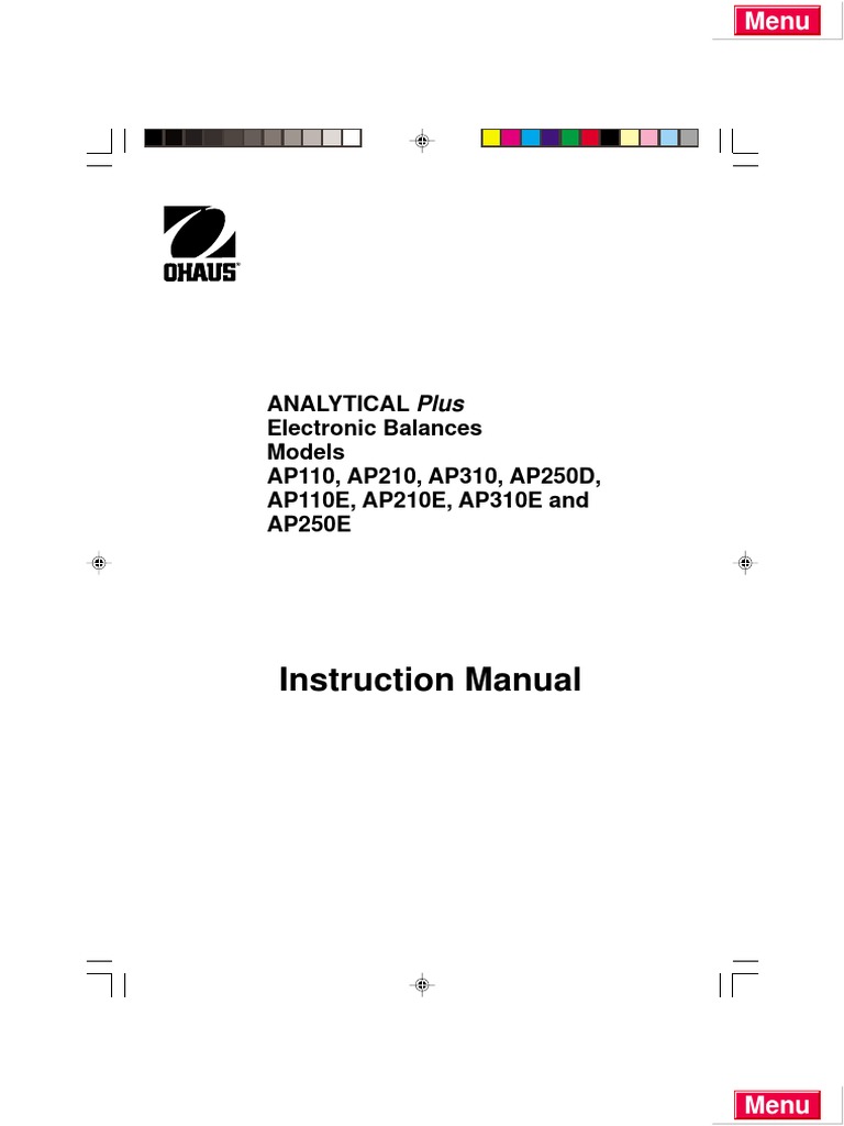 Ohaus Analytical Ap Instruction Manual Menu Computing Weight