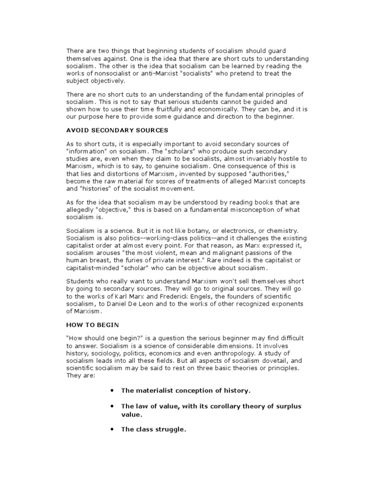 Socialism For Beginners Pdf Marxism Socialism