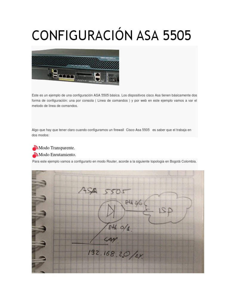 Configuración Básica del Cisco ASA 5505 | PDF | Dirección IP ...