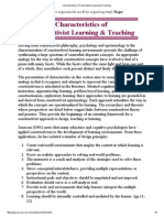 Characteristics of Constructivist Learning & Teaching