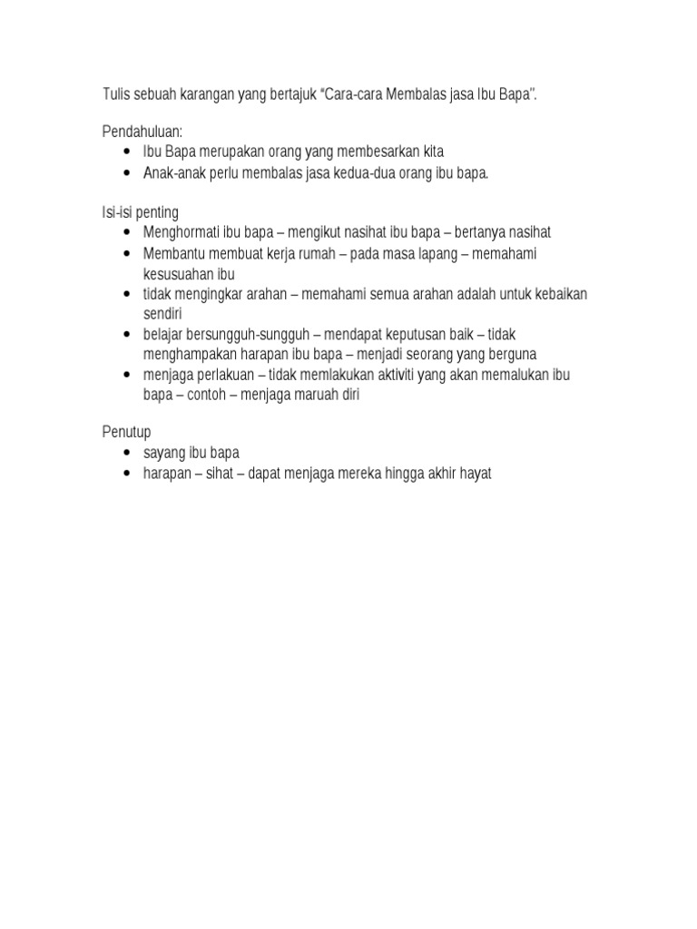 Cara Cara Membalas Jasa Ibu Bapa Pdf