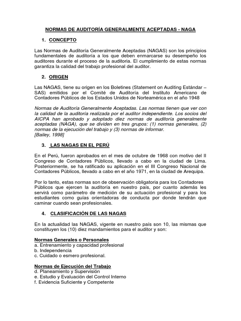 Normas de Auditoría Generalmente Aceptadas | PDF | Contralor ...