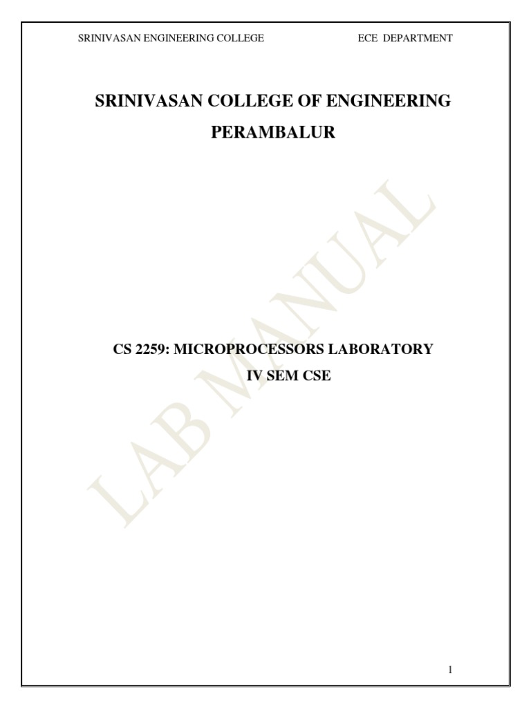 Microprocessors Lab Manual for CSE | PDF | Teaching Methods & Materials ...