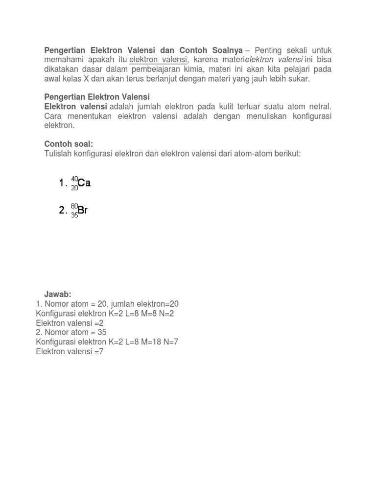 Pengertian Elektron Valensi Dan Contoh Soalnya