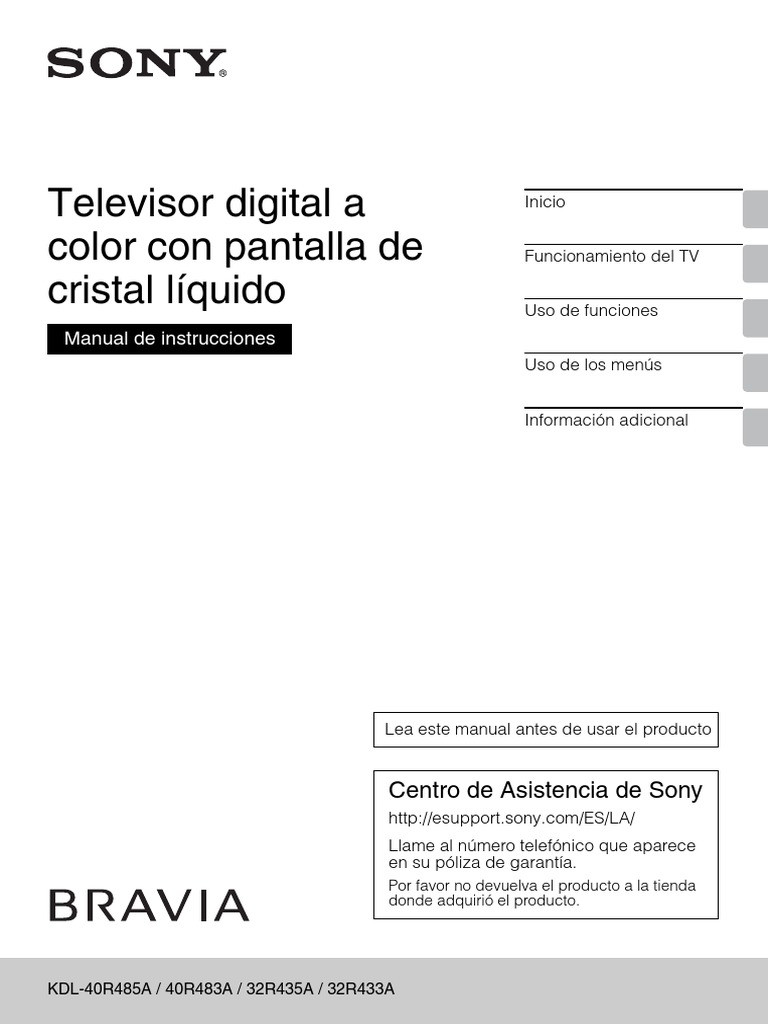 Manual Sony Kdl-32r435a