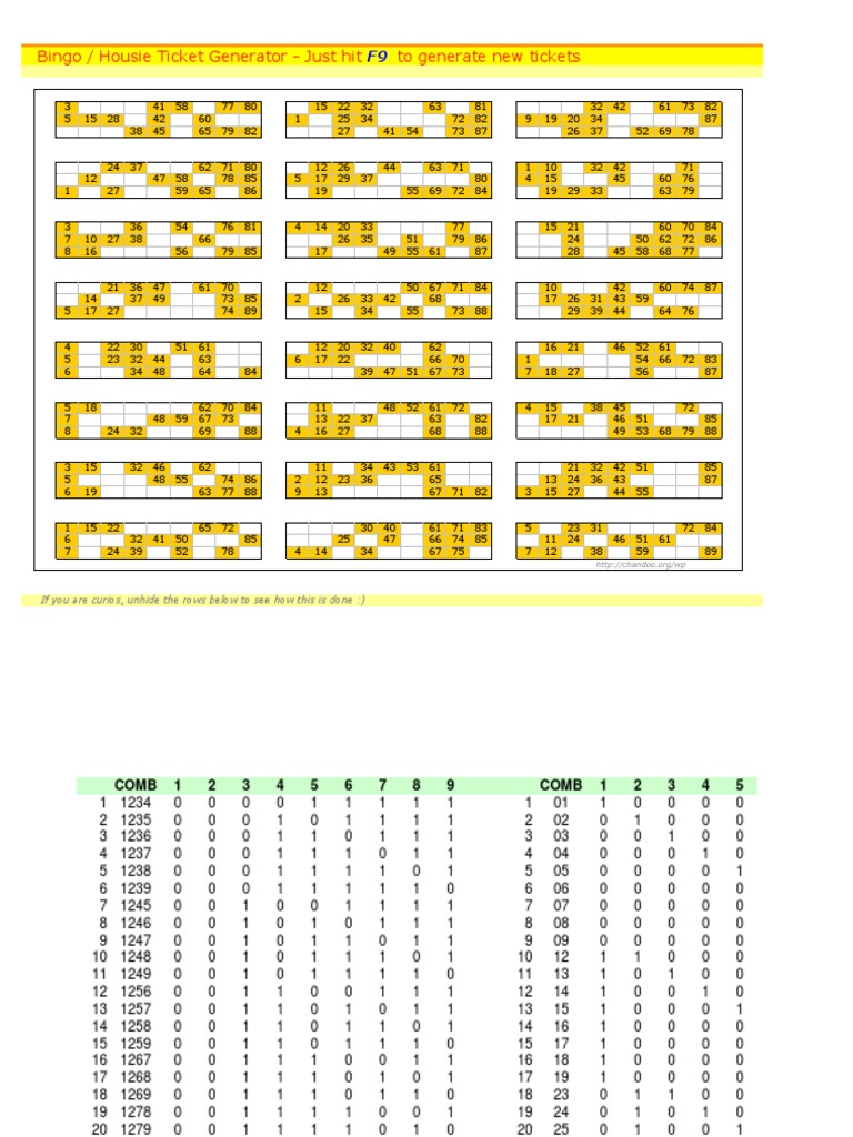 bingo housie ticket generator excel sheet pdf american comic strips gambling games