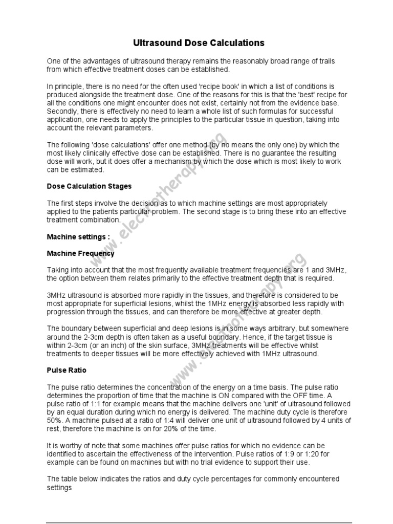 Ultrasound Dose Calculation Guide | PDF | Science & Mathematics
