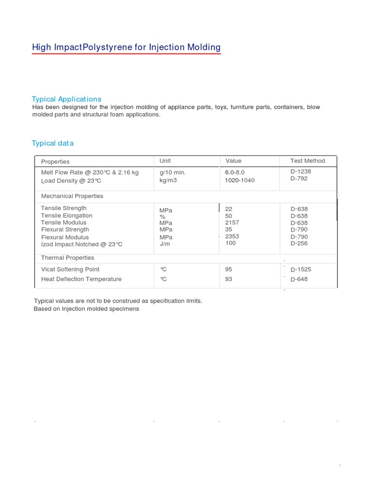 High Impact Polystyrene for Molding | PDF | Polystyrene | Applied And ...