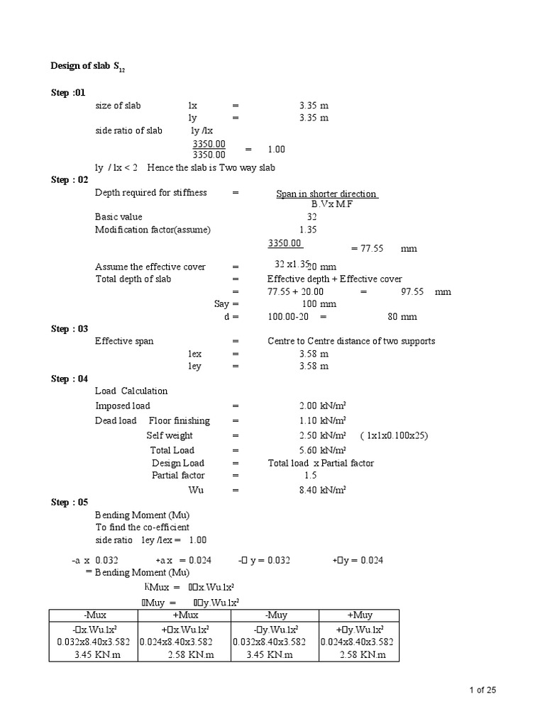 Two-Way Slab Design Calculations | PDF | Shear Stress | Structural Load