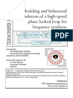 Modeling and Behavioral Simulation of A High-Speed Phase Locked Loop For Frequency Synthesis