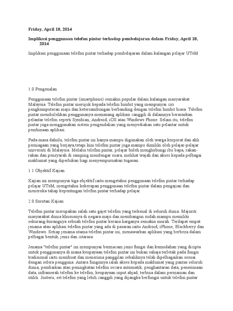 Implikasi Telefon Pintar Pdf