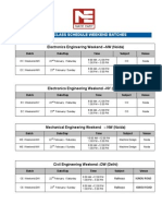 2013 - 14 Class Schedule Weekend Batches: Electronics Engineering Weekend - NW (Noida)