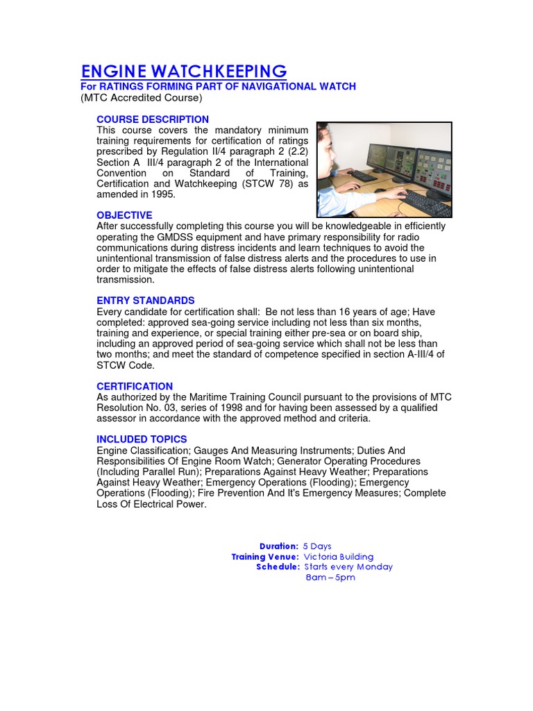 Engine Room Watchkeeping Course | PDF | Internal Combustion Engine | Boiler