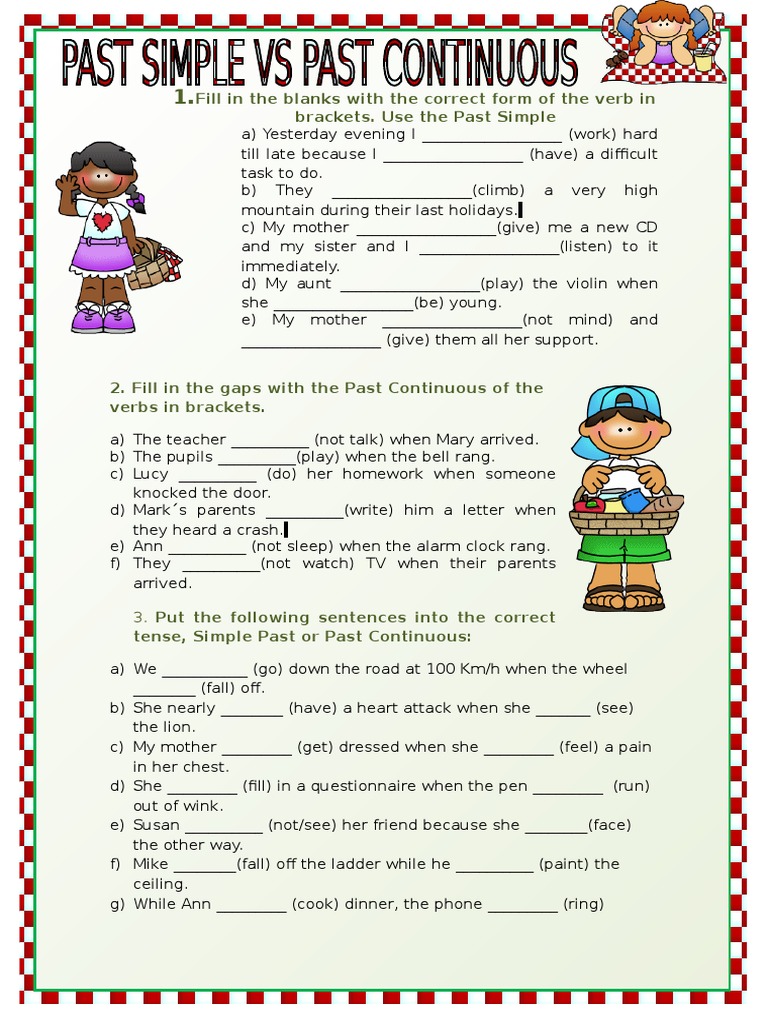 Past Simple Vs Past Continuous Pdf Morphology Onomastics