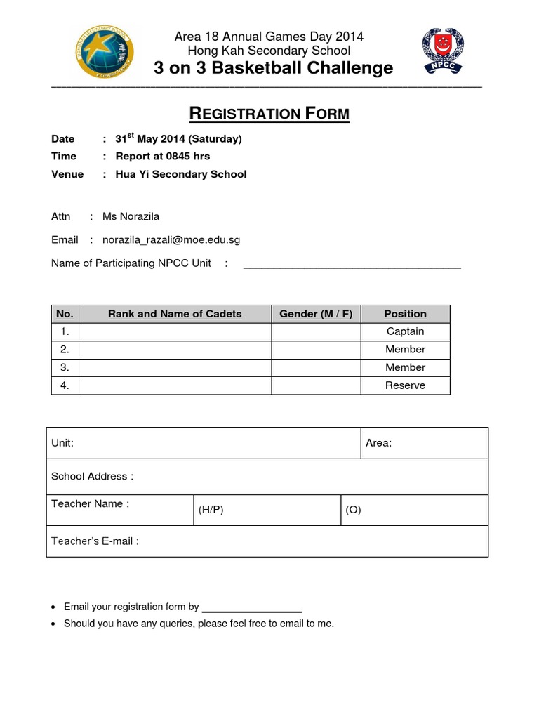 3 On 3 Basketball - Reg Form and Rules | PDF