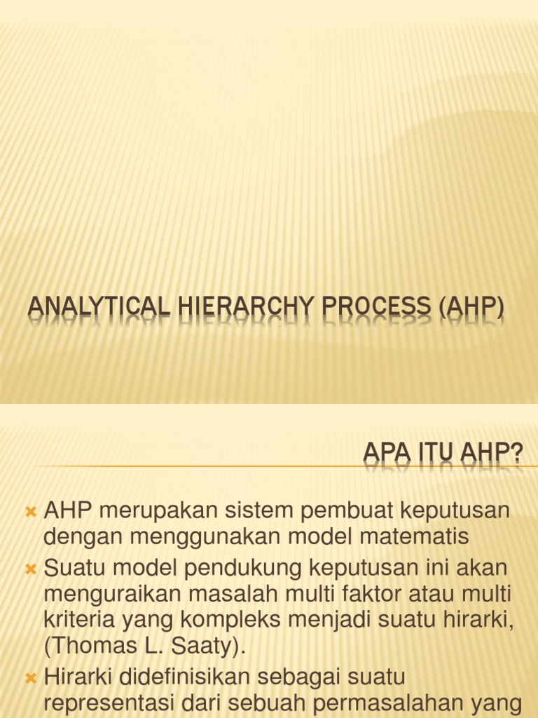 Dasar Analytical Hierarchy Process (Ahp) | PDF