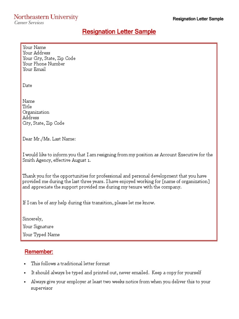 Resignation Letter Sample Communication Business