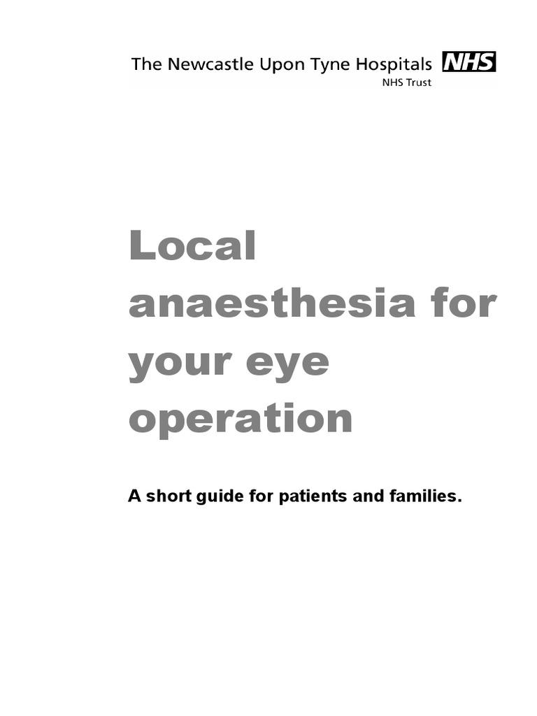 Local Anaesthesia for Your Eye Operation Anesthesia Surgery