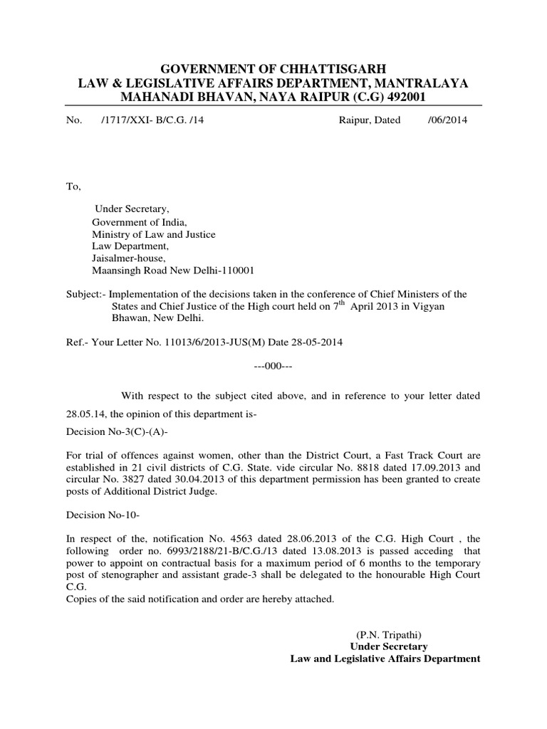 Government of Chhattisgarh Law & Legislative Affairs Department