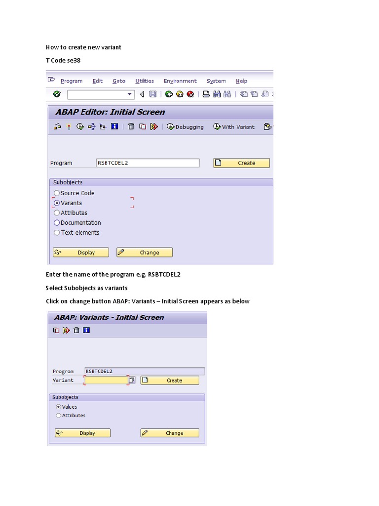 Creating Variants in SAP SE38 | PDF | Business | Computers