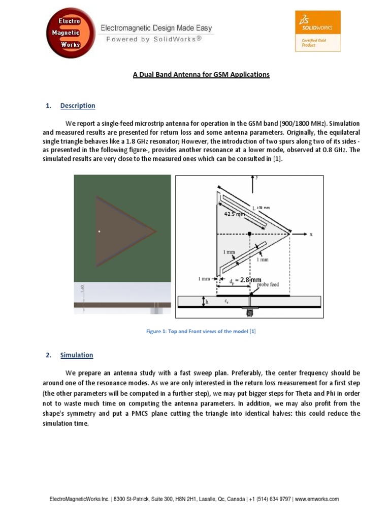 GSM Dual Band Antenna Design | PDF | Resonance | Antenna (Radio)