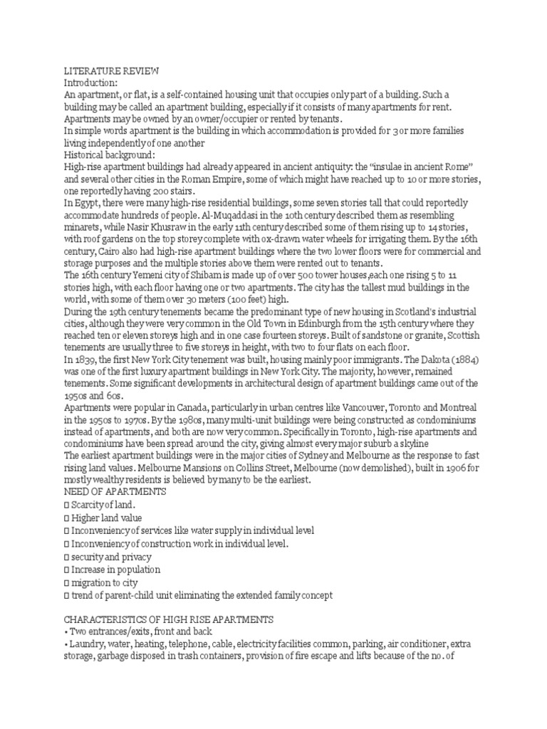 Research study about apartments picture