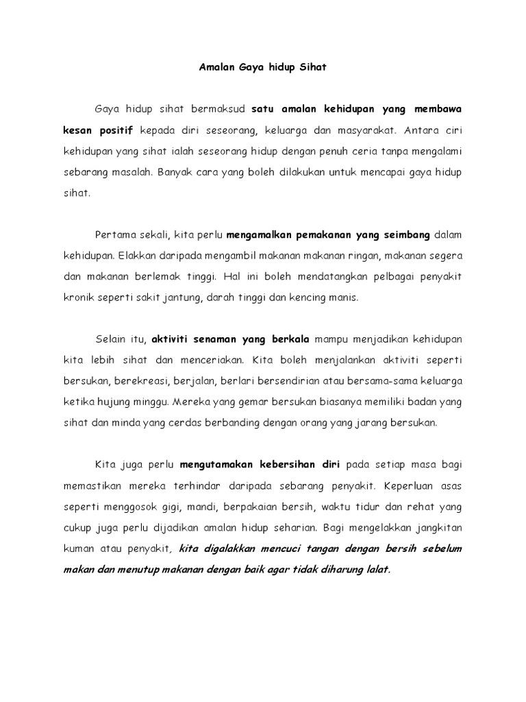 Amalan Gaya Hidup Sihat | PDF | Pengembangan Diri | Kesehatan Holistik