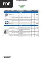Lista de Precios Luminarias Enero 2014