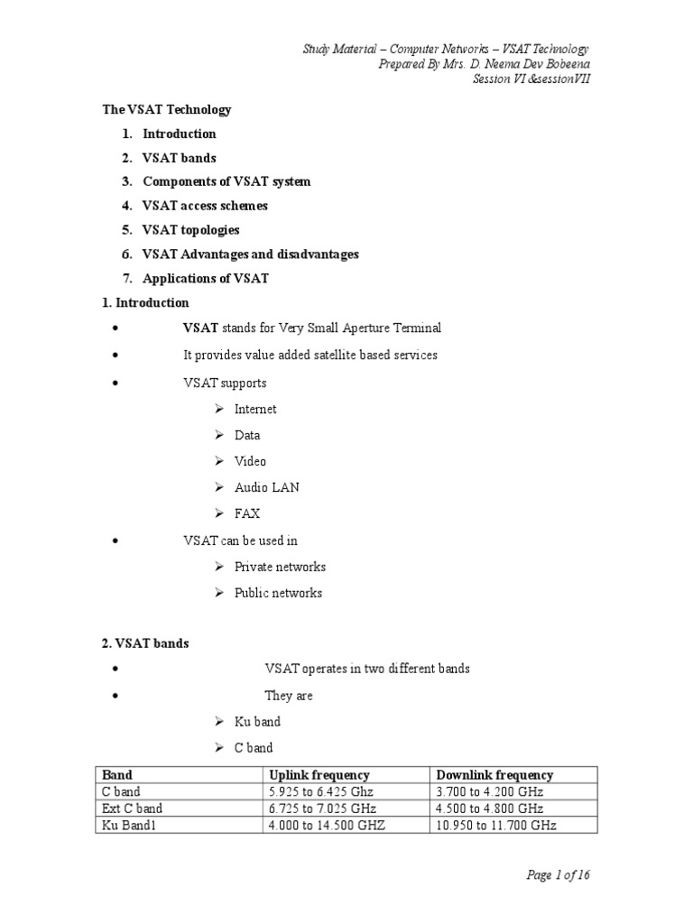 VSAT | PDF | Very Small Aperture Terminal | Computer Network