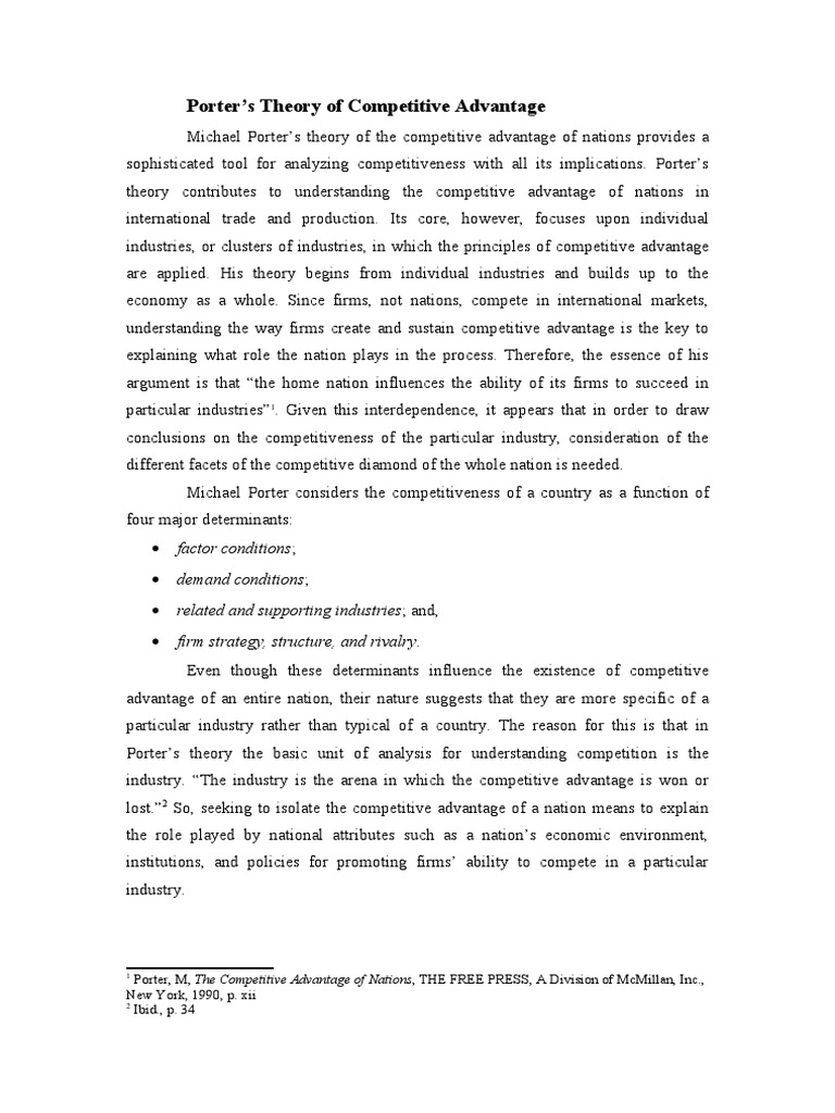 Porter's Theory of Competitive Advantage | PDF | Competitive Advantage ...