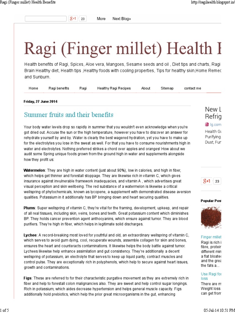 Ragi (Finger Millet) Health Benefits Mustard (Condiment) Dietary Fiber
