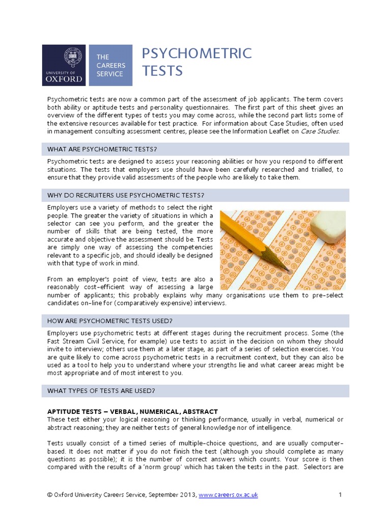 Psychometric Tests | PDF