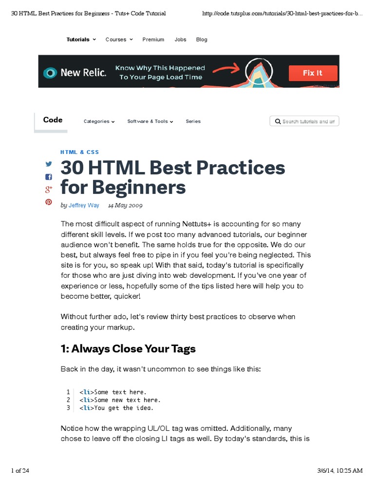 30 HTML Best Practices For Beginners PDF Html Element Html