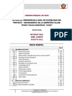 Estudio de Preinversion A Nivel de Factibilidad Del Proyecto Mejoramiento de La Carretera Ta-109 Tramo Ticaco-Candarave, Tacna