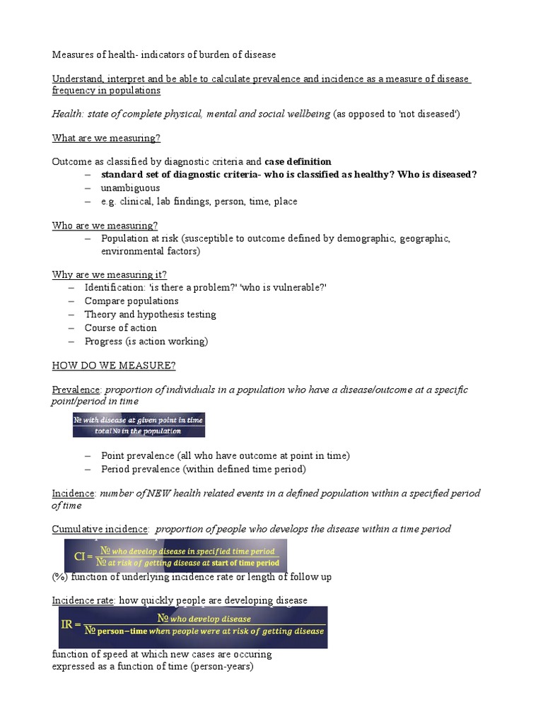 Health Measures: Prevalence and Incidence | PDF | Incidence ...
