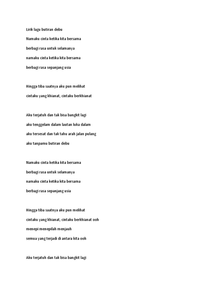 Lirik Lagu Butiran Debu Pdf