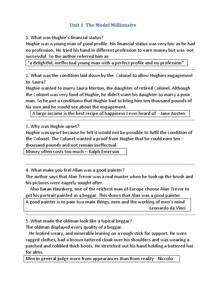 Model millionaire essay picture