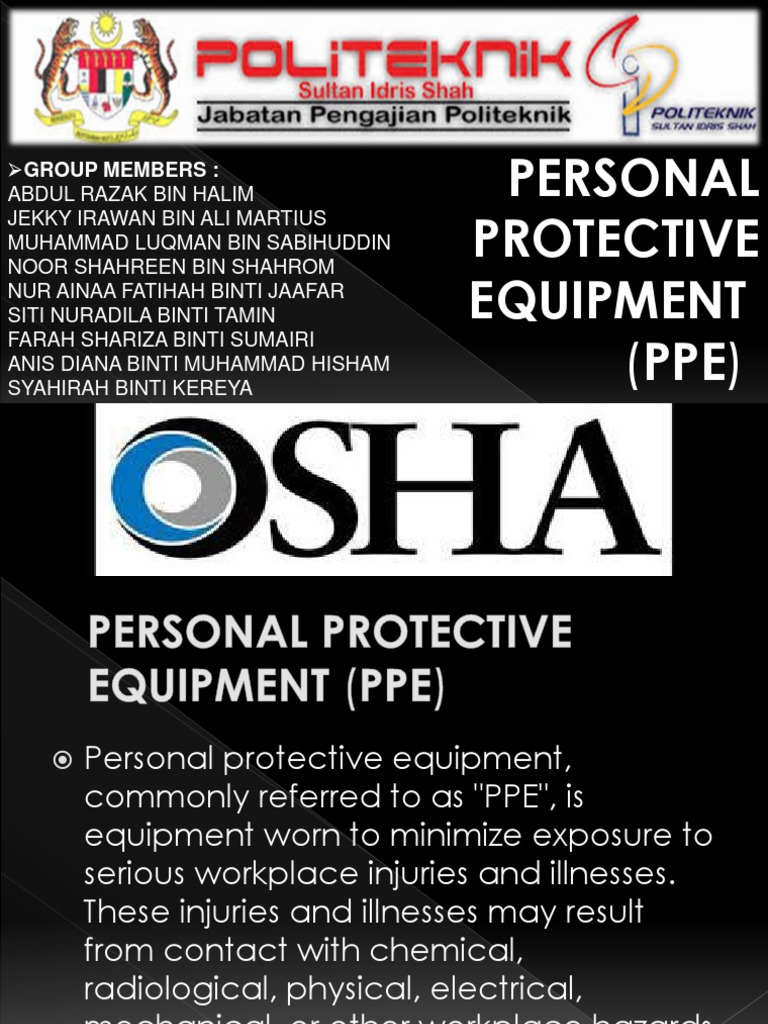 osha ppe | Personal Protective Equipment | Safety