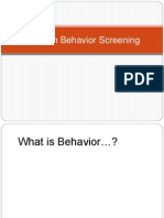 Problem Behavior Screening