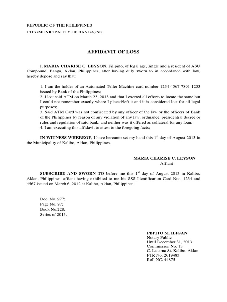 Affidavit of Loss Affidavit Notary Public Free 30day Trial Scribd