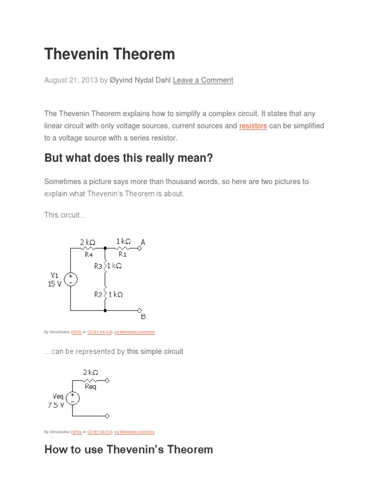 Understanding Thevenin's Theorem Explained | PDF | Series And Parallel ...