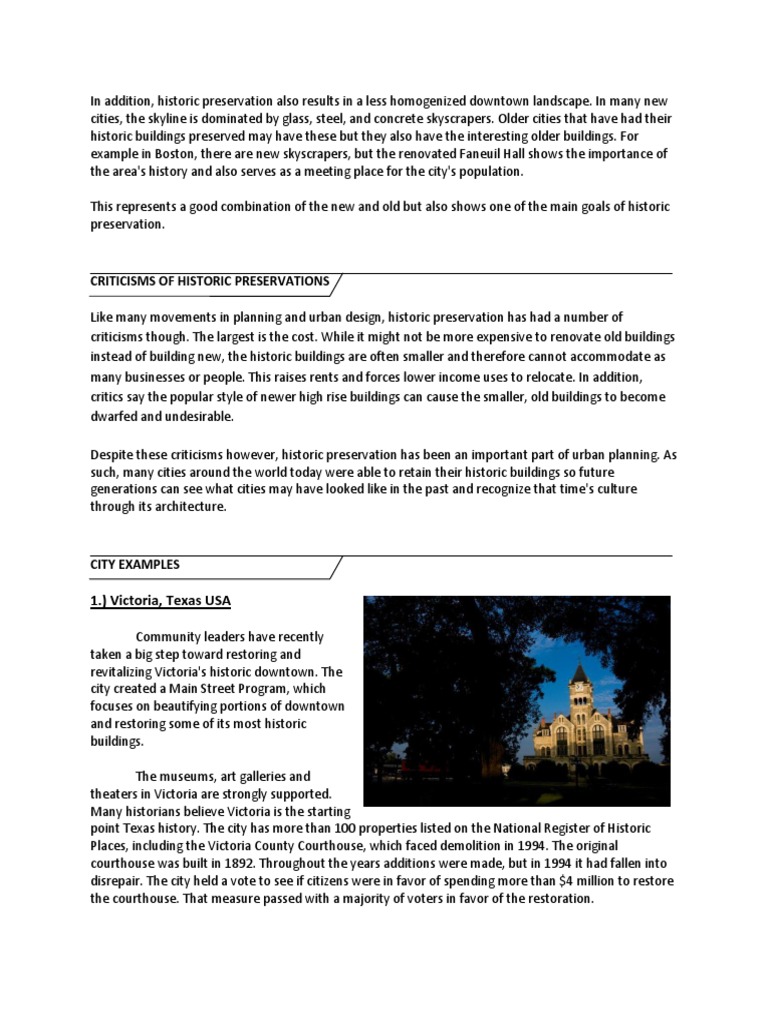 Benefits and Criticisms of Historic Preservation | PDF | Historic ...