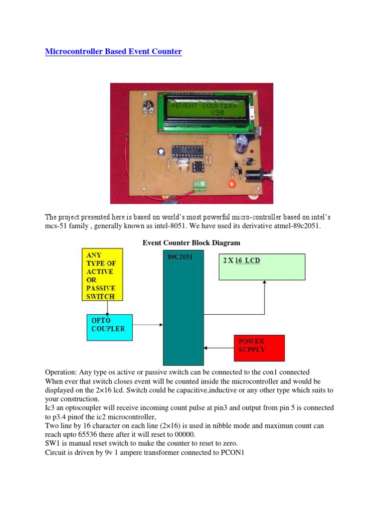Microcontroller Event Counter Project | PDF | Capacitor | Electromagnetism