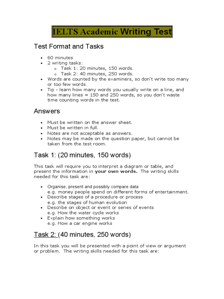 IELTS Academic Writing Test Overview | PDF | Career & Growth | Art