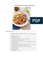 Pasta With Shrimp, Artichokes and Feta: Ingredients: (Serves 2)