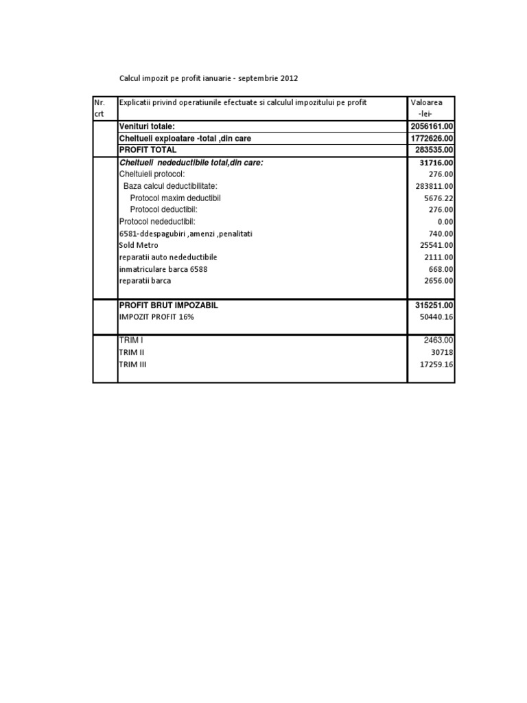 Calculator Impozit Profit | PDF