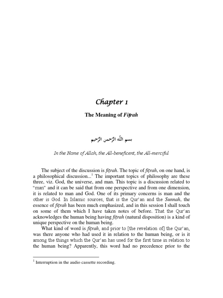 Chap. 1 The Meaning of Fitrah Quran Predation
