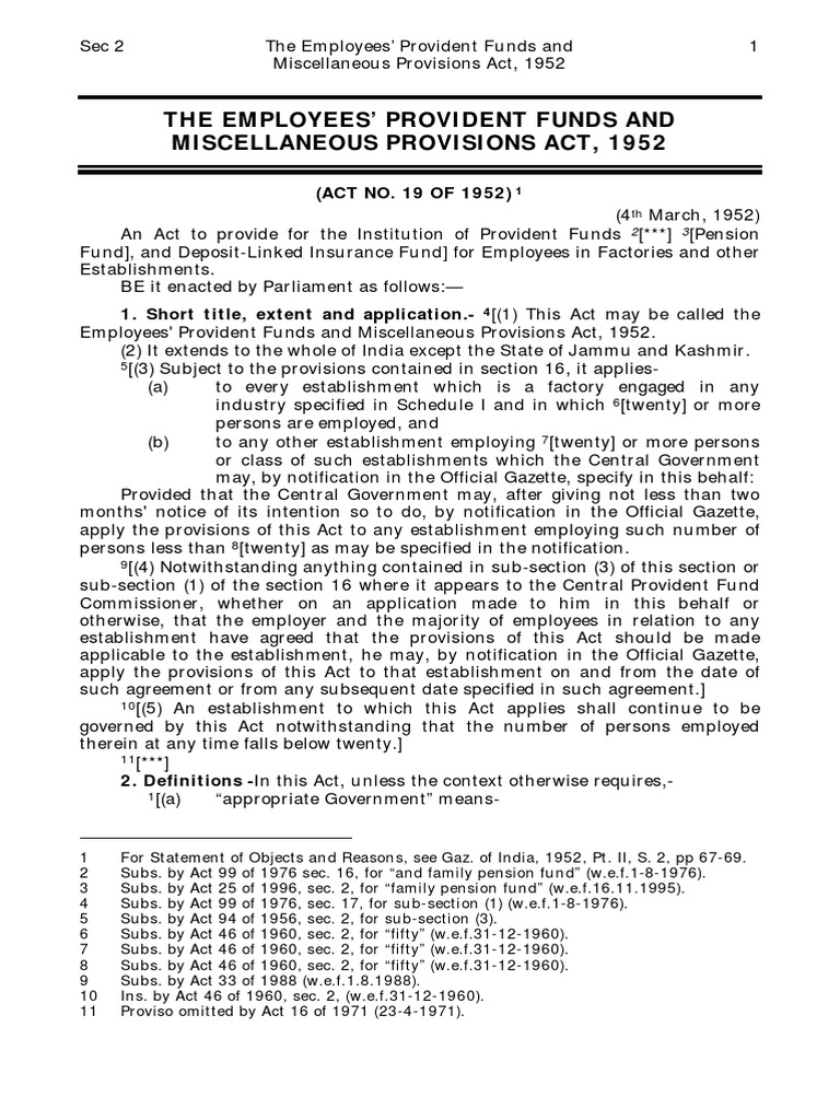 Employees Provident Fund Act | Pension | Government Of India