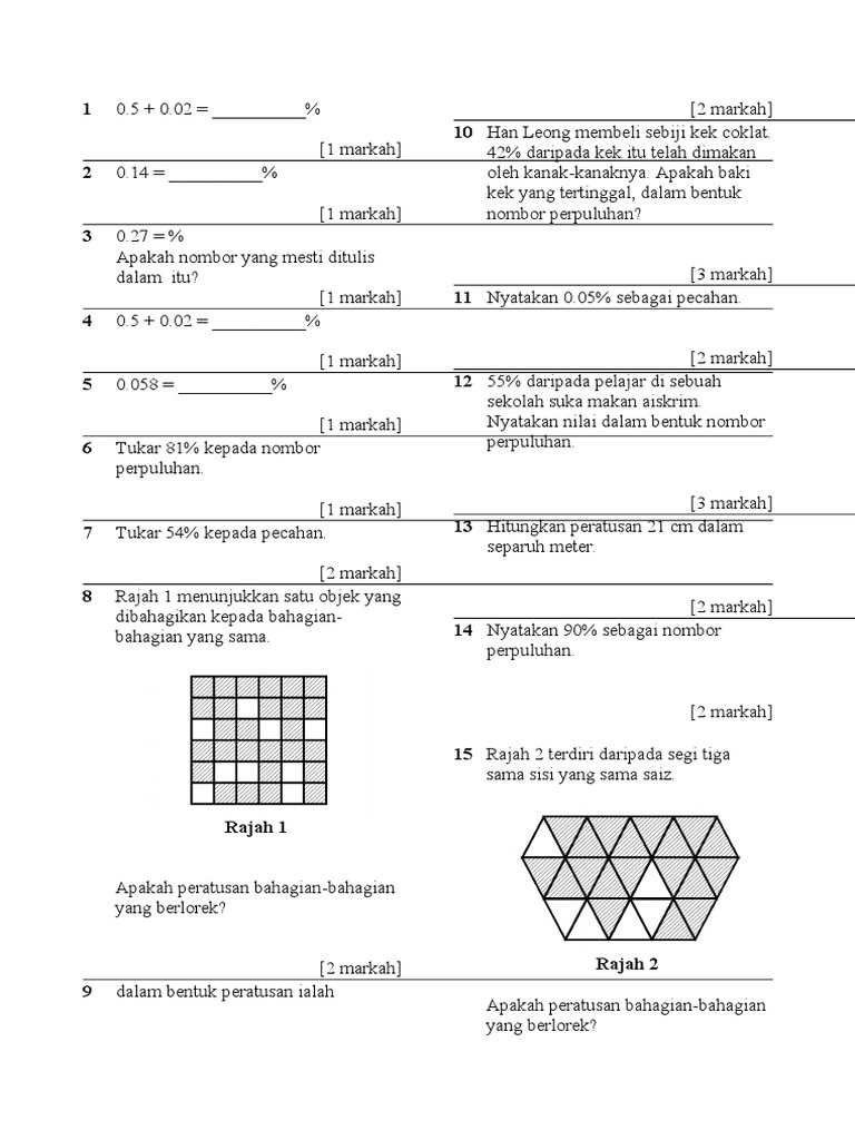 Soalan Latihan Matematik Tahun 3 Pdf - Kecemasan d