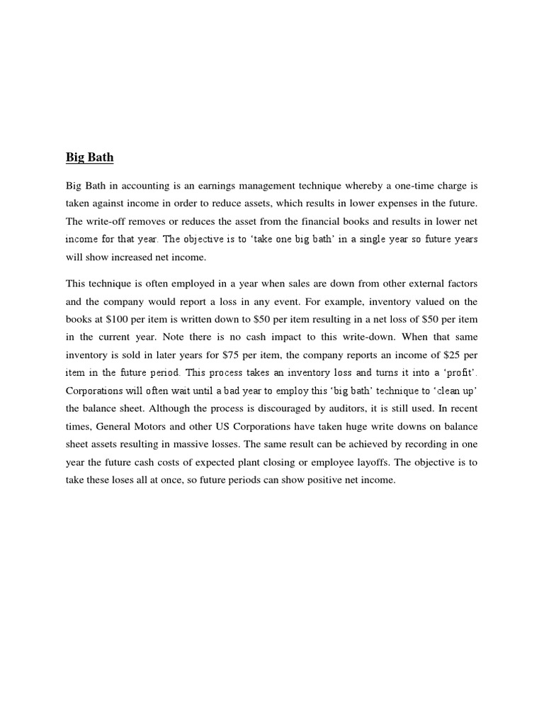 Understanding Big Bath Accounting and Theories of Regulation PDF
